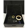 Image 3 : Chanel For Men Black Valet Jewelery Box w/ Velvet Interior 1 Drawer and Nice Costume Jewelery Conten