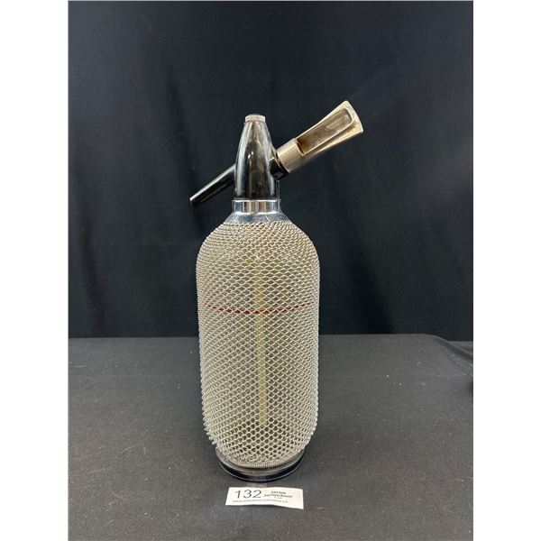 Vintage Wired Mesh Glass Seltzer Bottle