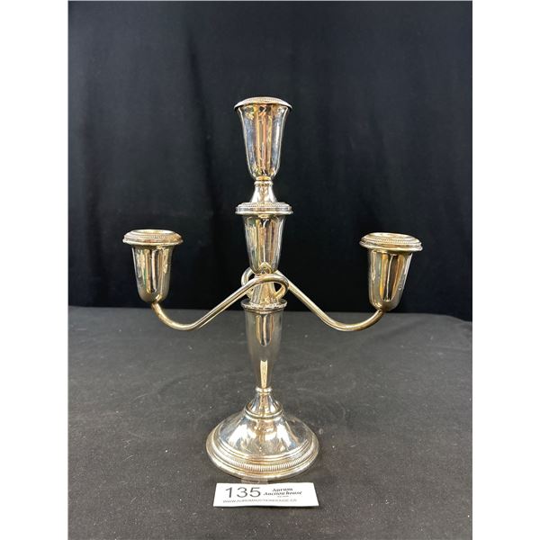 Very Nice Sterling Silver Weighted Candle Labra Weighing Over 870 Grams -  11" Tall