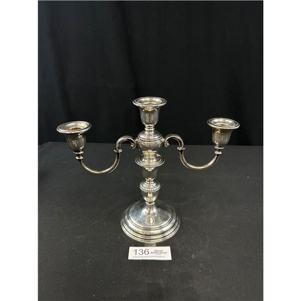 Very Nice Sterling Silver Weighted Candle Labra Weighing Over 870 Grams -  9.5" Tall
