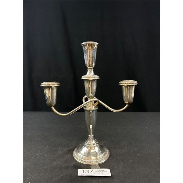 Very Nice Sterling Silver Weighted Candle Labra Weighing Over 870 Grams -  11" Tall