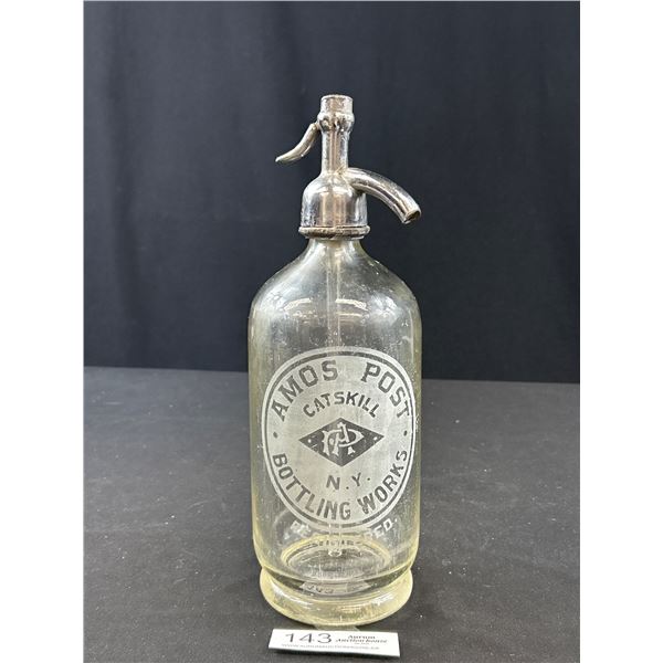 Amos Post Catskill New York Bottling Works Seltzer Bottle