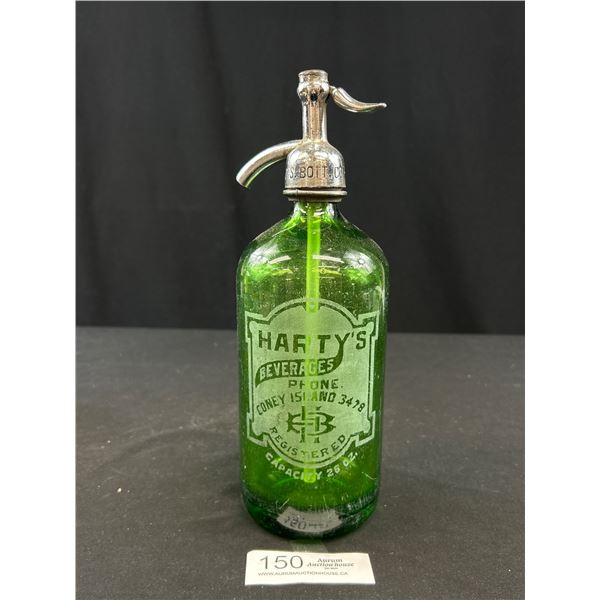 Hartys Beverage Coney  Island Green Seltzer Bottle