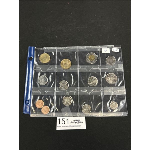 2005 Coin Set Including 2 1 Cent 2 Cent 4 Quarters and 2 Loonies