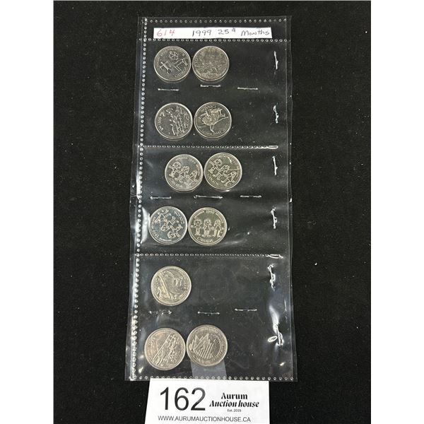 11 25 Cent CDN Coins, 1999 All Different