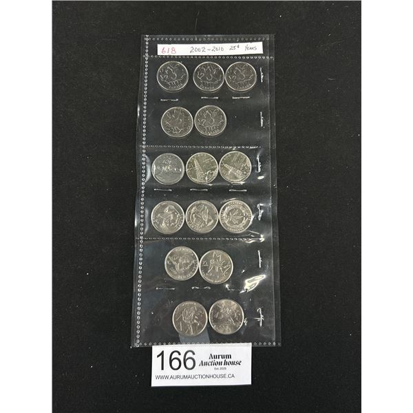 15 2002-2010 25 Cent CDN Coins