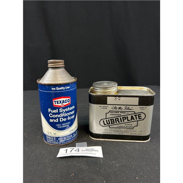 Vintage Lubriplate Full Tin Vintage + Full Texaco Fuel System Conditioner Tin