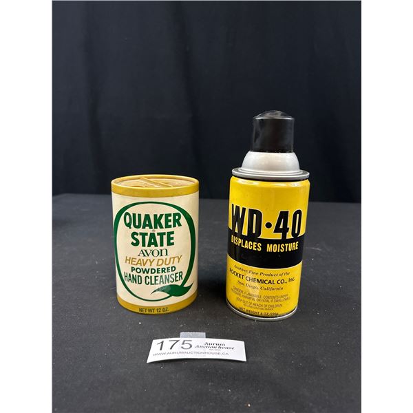 Vintage W-40 Full Tin + Hard to Find Quaker State Avon Heavy Duty Hand Cleanser