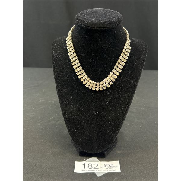 Gorgeous Vintage Clear Rhinestone Choker Necklace