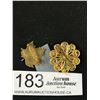 Image 7 : Pretty Vintage Goldtone Brooches - Polished Stone, Rhinestone