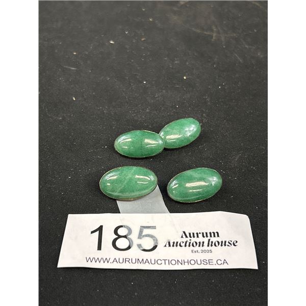 Early Unique Jade Set in Silver Buttons