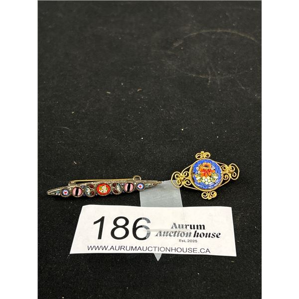 Delicate Vintage Micro Mosaic Brooches - Made In Italy