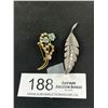 Image 1 : Pretty Vintage Rhinestone Brooches - Floral and Leaf Design
