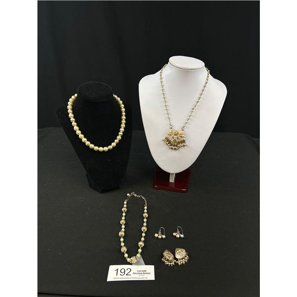 Vintage Pearl Necklaces and Earrings
