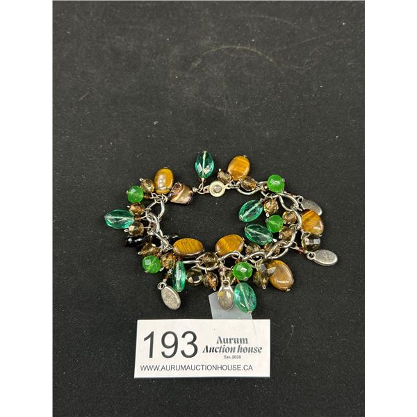 Pretty Cut Glass, Crystal and Stone Beaded Bracelet