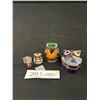 Image 1 : Collectible Cloisonne Lot - Owl Trinket Box, Figure and Thimbles