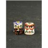 Image 2 : Collectible Cloisonne Lot - Owl Trinket Box, Figure and Thimbles