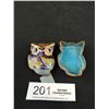 Image 7 : Collectible Cloisonne Lot - Owl Trinket Box, Figure and Thimbles