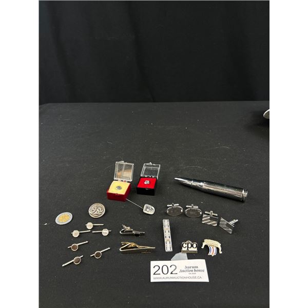 Mens Vintage Accessories- Pins, Bullet Pen, Icelandic Pin and More