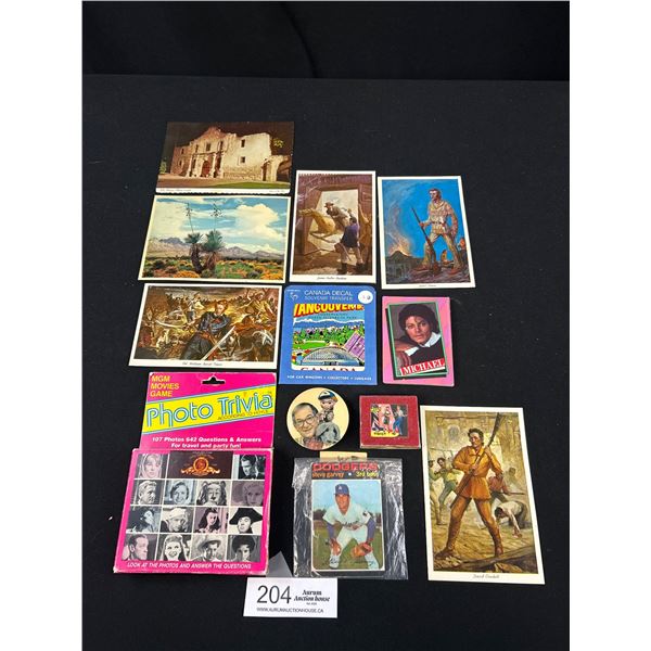 Vintage Collectible Lot - Steve Garvey Collector Card, Postcards, Mr.Dressup Pin Back, Michael Jacks