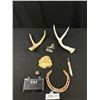 Image 1 : Vintage Collectible Lot - Carved Moose Antler, Indigineous Art, Pewter Horse, Horseshoe,etc
