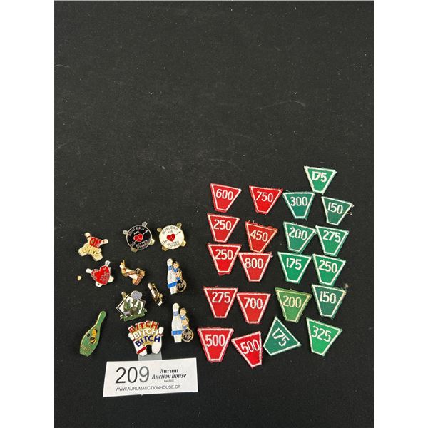 Collectible Lot of Bowling Pins and Achievenment Patches