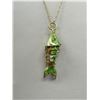 Image 3 : Vintaeg Marked 1/20 12K Gold Necklace Fish Enamel Pendant Lovely!