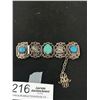 Image 2 : Exquisite! Antique Silver Turqouise Egyptian Bracelet Brooch Set