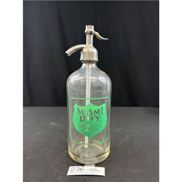Vintage Green Label Miami Dry Sparkling Water Seltzer Bottle