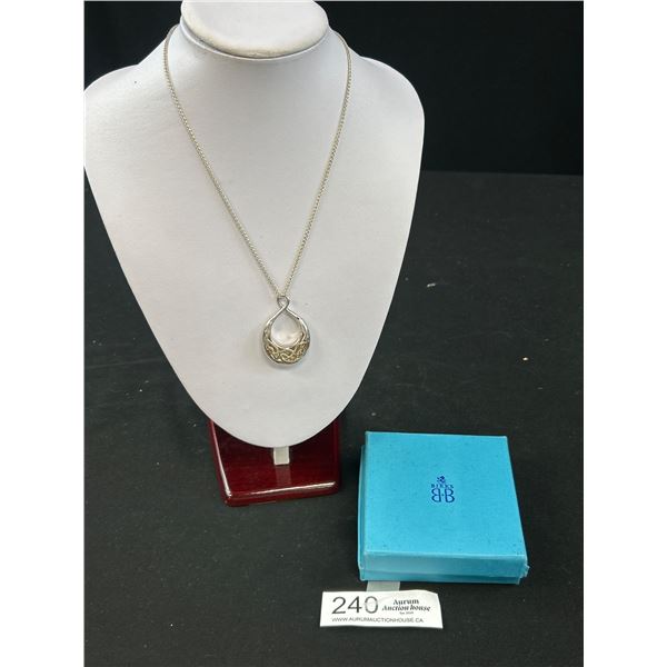 Gorgeous Sterling Silver Teardrop Celtic Window to the Soul Pendant and 22K Gold Gilding by Keith Ja