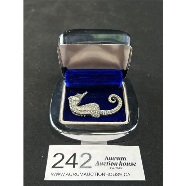 Cool Vintage Vancouver Pewter Brooch of a Seahorse NAN Vancouver Cira 1970s?