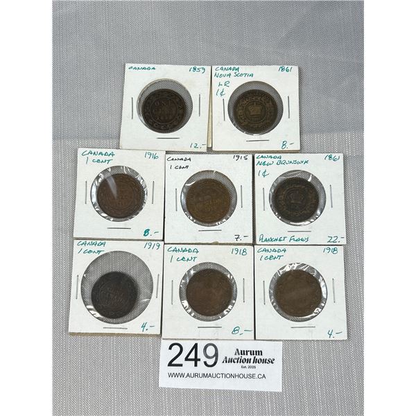 Lot of Vintage Canadian Pennies 1859-1919