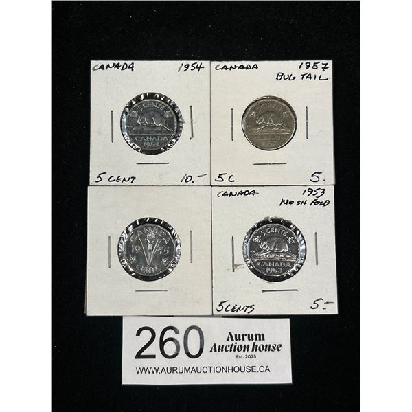 Lot of Canadian Nickels 1945 1957 1957 Big Tail