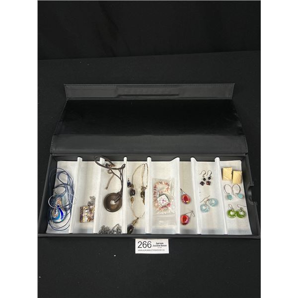 Lot of Glass Jewellry in Eyeglasses Case