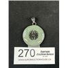 Image 1 : Sterling Silver Chinese Jade Stone Pendant Marked 925