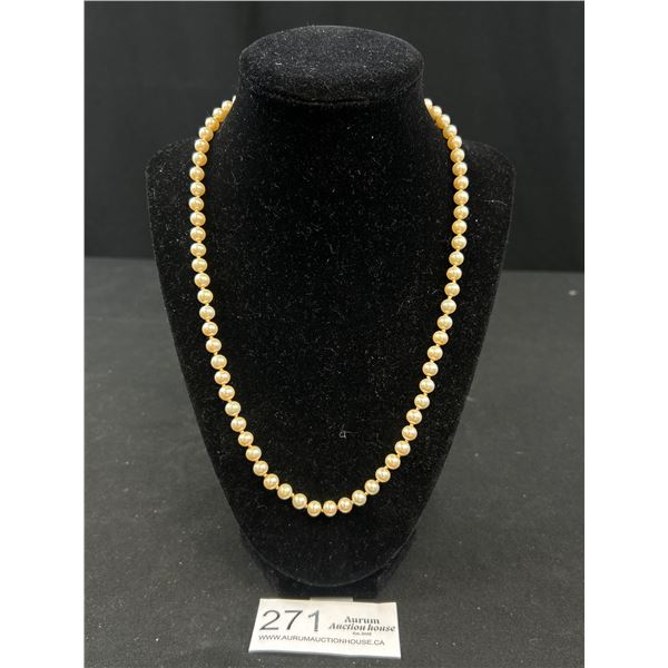 Vintage Pearls Necklace, Hand Knotted, Original Clasp