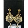 Image 3 : Large Gold Plated w/ Pearls Pair of Earrings