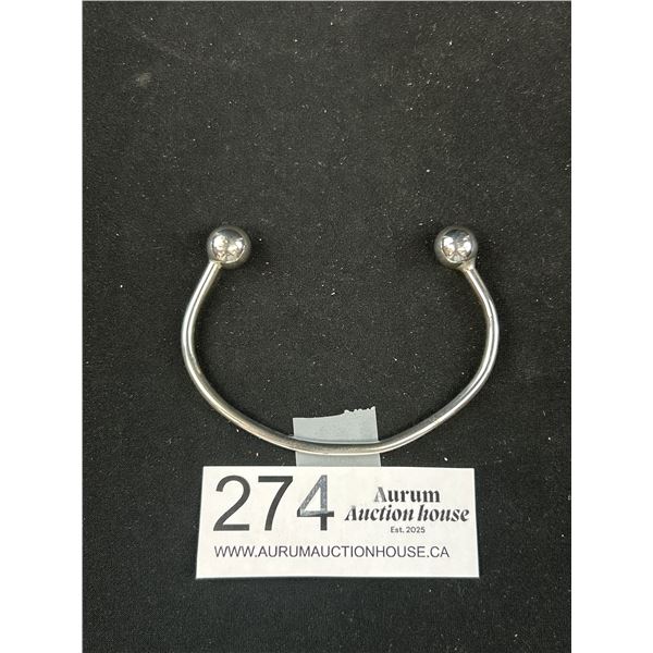Sterling Silver Open Cuff Bangle Polished, Tested and Marked