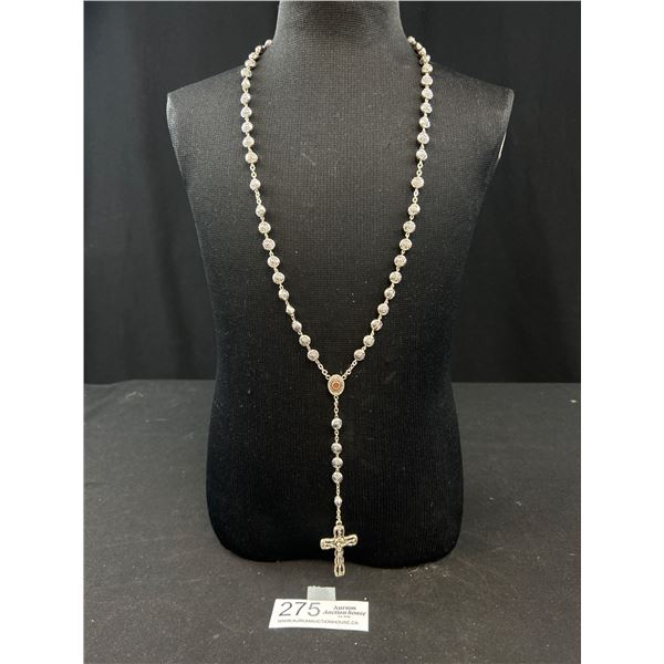 Solid and Heavy Silver Beads w/ Crucifix Cross and Rosary N.S. Dorosario DA Fatima  Terra of Fatima 
