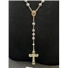Image 2 : Solid and Heavy Silver Beads w/ Crucifix Cross and Rosary N.S. Dorosario DA Fatima  Terra of Fatima 