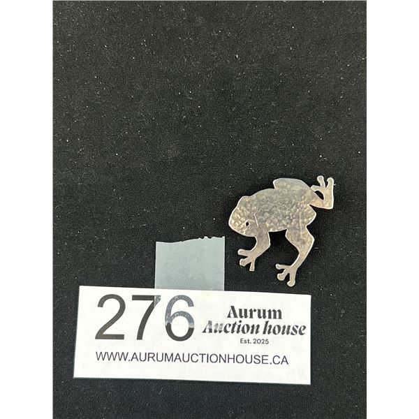 Sterling Silver Frog Brooch Unusually Design Marked Sterling