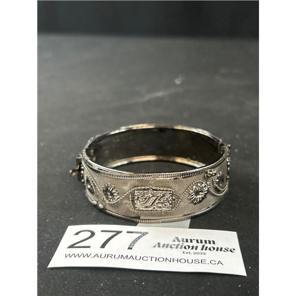 Vintage Hand Crafted Silver Bangle Hinged Original Patima