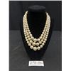 Image 1 : Vintage Triple Strand + Graduated Pearls Necklace, Original Closures
