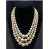 Image 2 : Vintage Triple Strand + Graduated Pearls Necklace, Original Closures