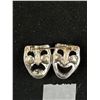 Image 2 : Sterling Silver Happy and Sad Comedy and Tragedy Mask Brooch Marked Sterling