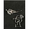 Image 2 : Vintage Silver Plated w/ Rhinestones Brooches