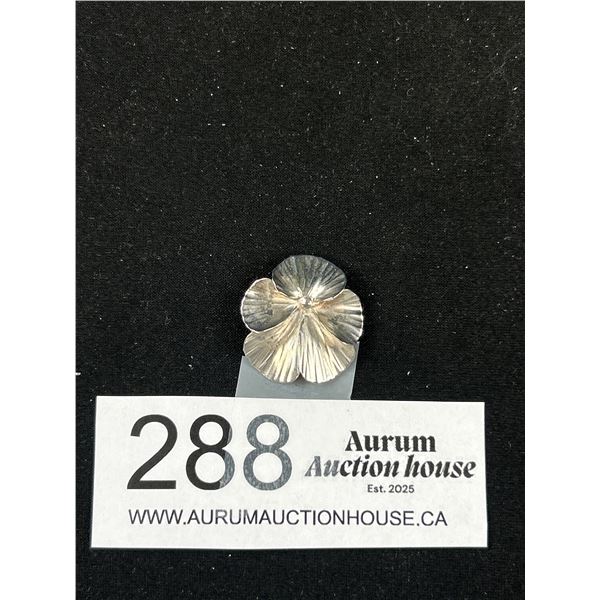 Vintage Sterling Silver Flower Brooch Marked Sterling PAT No. F138