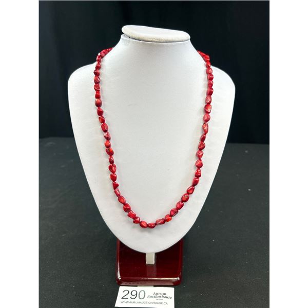 Dark Red Coral Beads Necklace