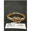 Image 1 : Vintage Leather w/ Silver + Amber Bracelet
