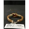 Image 2 : Vintage Leather w/ Silver + Amber Bracelet